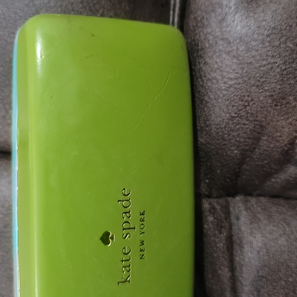 KATE SPADE two tone blue green hard sixe eyeglass sunglass case - Picture 5 of 11